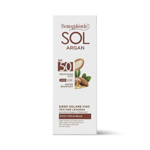 BOTTEGA VERDE SOL - ARGAN - VODOODPOREN SERUM ZA OBRAZ ZA SONČENJE SPF50 25ML VISOKA ZAŠČITA