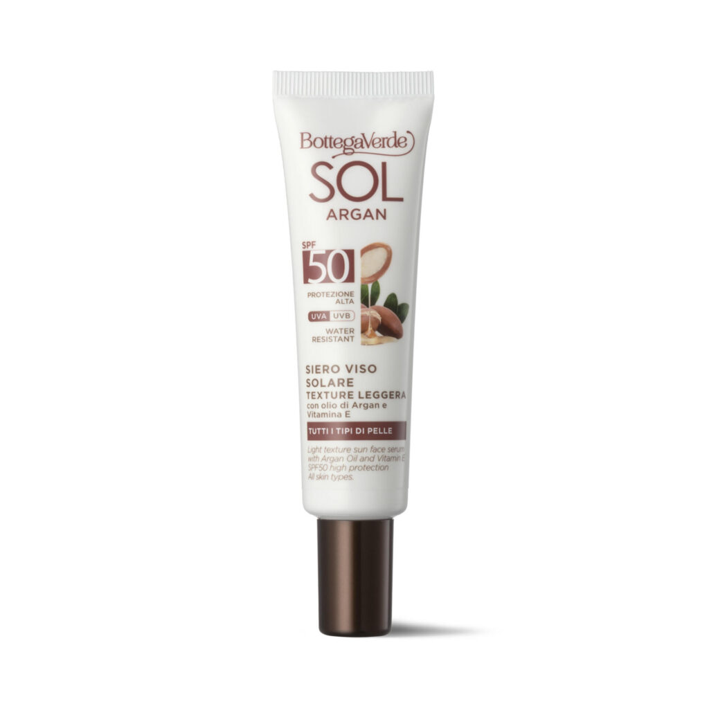 BOTTEGA VERDE SOL - ARGAN - VODOODPOREN SERUM ZA OBRAZ ZA SONČENJE SPF50 25ML VISOKA ZAŠČITA