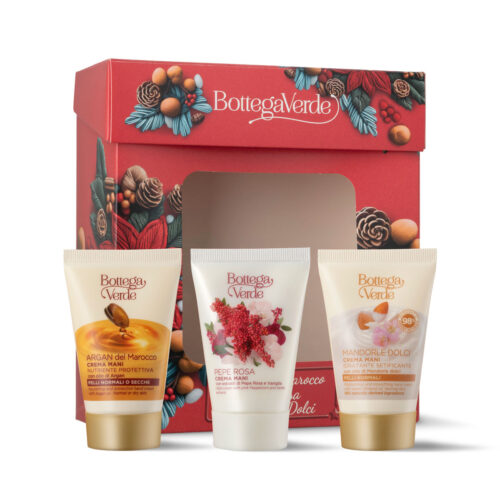 DARILNI PAKET - SET KREM ZA ROKE ARGAN, ROZA POPER, MANDELJ