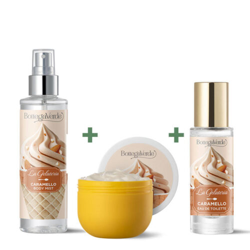 SET LA GELATERIA - KARAMELA - BODY MIST 150ML + KREMA ZA TELO 200ML + PROFUMINI 10ML