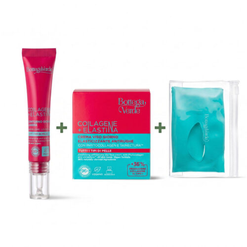 SET COLLAGEN+ELASTINA - DNEVNA KREMA ZA OBRAZ 50ML + KONTURA OČI IN USTNIC 10ML + SILIKONSKA MASKA ZA OBRAZ
