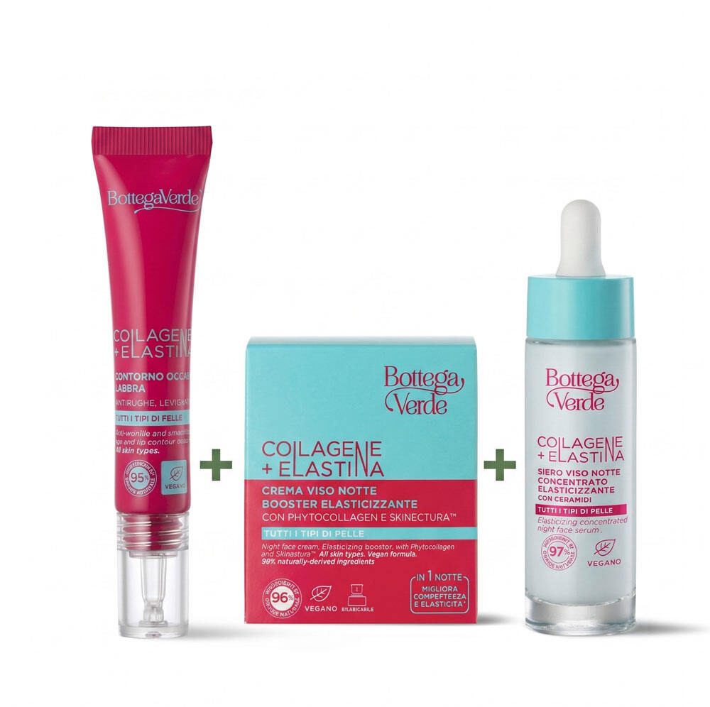 SET COLLAGEN ELASTINA - NOČNI SERUM 30ML + NOČNA KREMA 50ML ZA OBRAZ + KONTURA OČI IN USTNIC 10ML